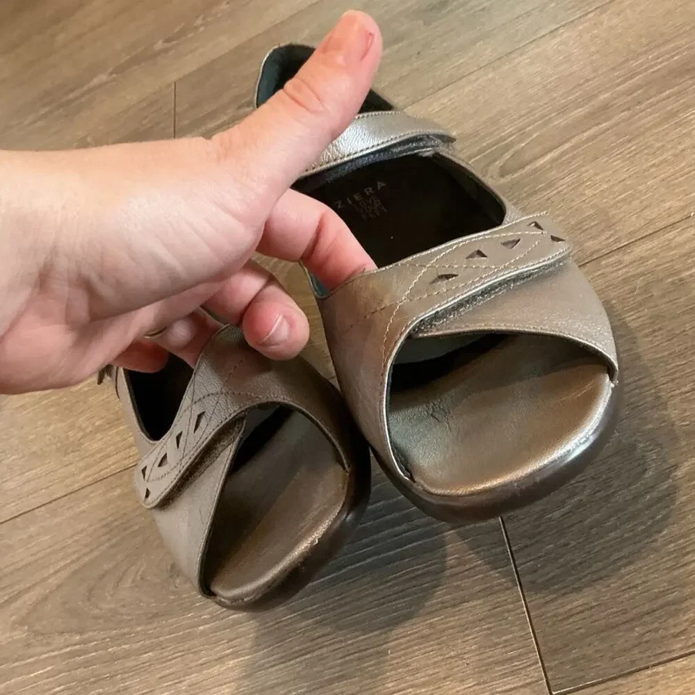 Ziera Womens Sandals‎ US 9.5 10 EU 41 Comfort Pewter Grey Boho Lagenlook Lagom